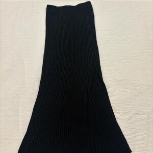 Cotton On Black Ribbed Midi Skirt with Side Slit